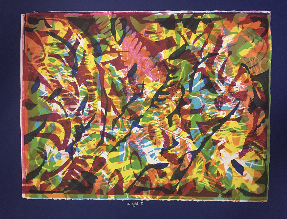 “Wiggle I” monoprint, 14” x 11”